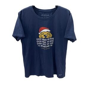 Life Is Good Yellow Lab I'll Be Watching You Christmas Crusher T-shirt ~Men's XL
